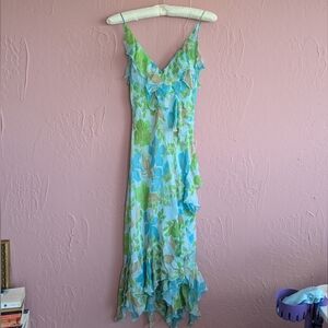 Zara Silk Floral Ruffle Dress